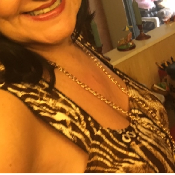 Nineties Scoop Neck Tiger Stripe Sleeveless Dress Fit and Flare Women XL Vintage - Picture 8 of 15